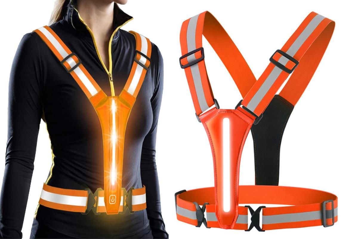 LED Reflective Vest Running Gear USB Rechargeable LED Light Up Vest High Visibility with Adjustable Waist and Shoulde for Night Walking Cycling, High Visibility Running Vest with Reflective Strips -Green - Image 8