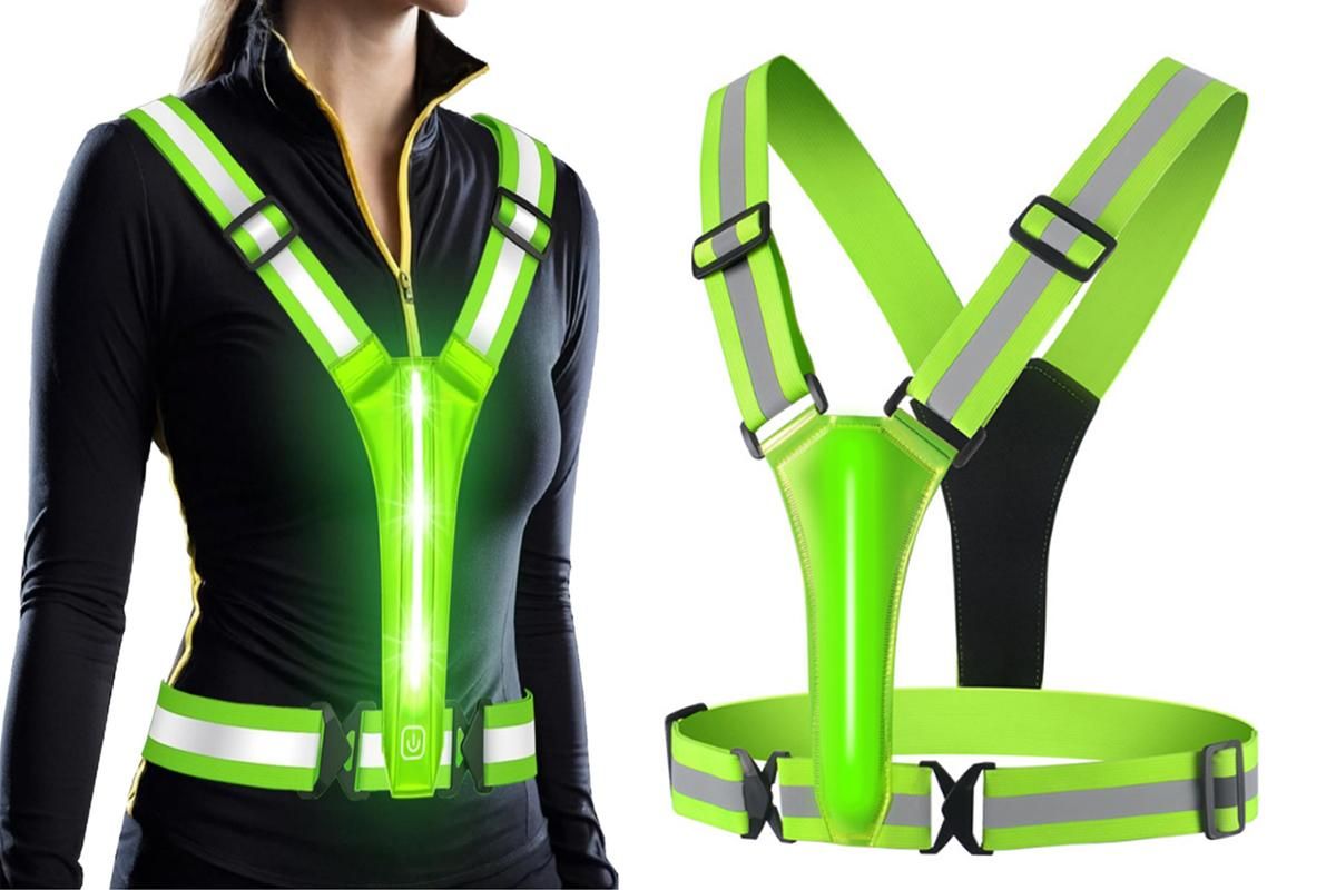 LED Reflective Vest Running Gear USB Rechargeable LED Light Up Vest High Visibility with Adjustable Waist and Shoulde for Night Walking Cycling, High Visibility Running Vest with Reflective Strips -Blue - Image 7