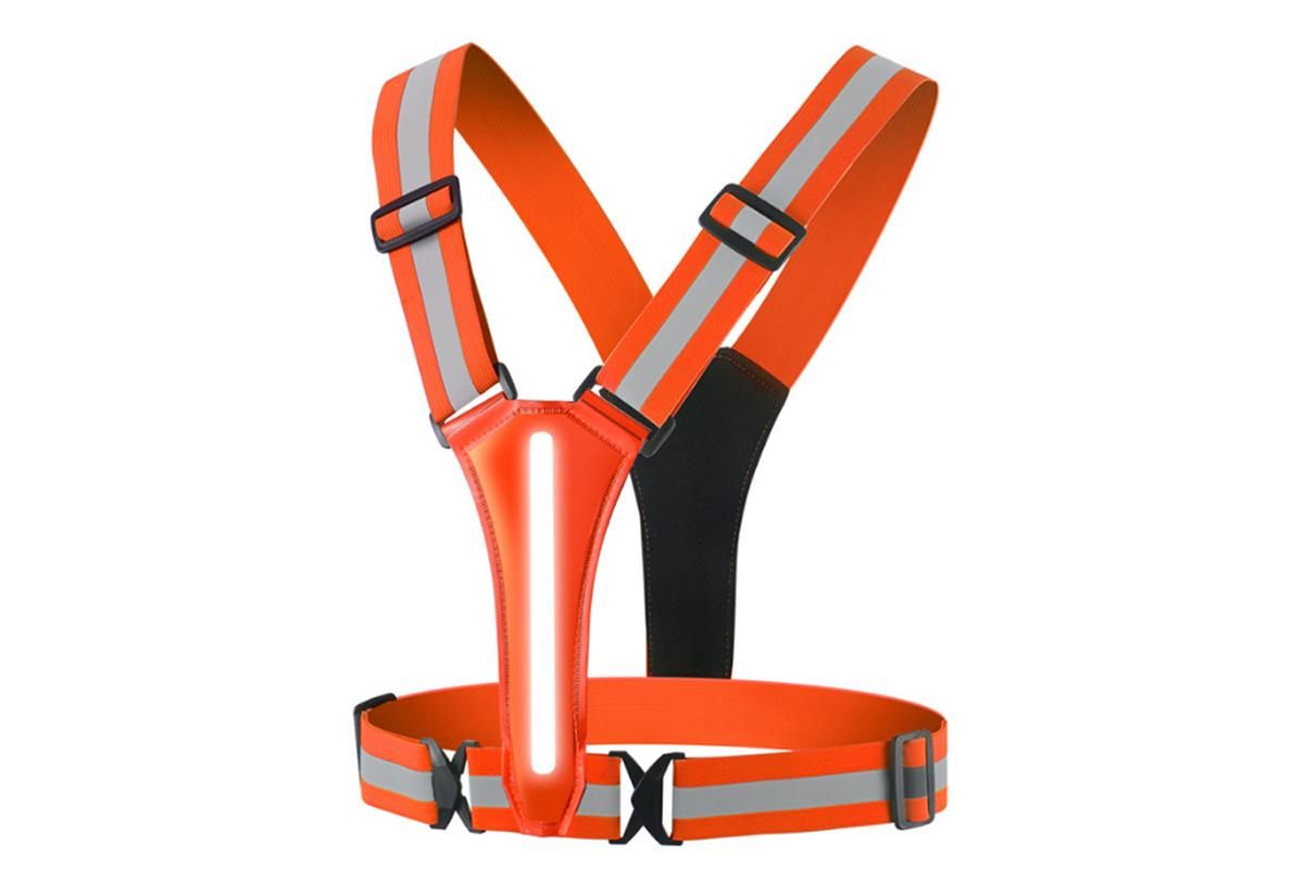 LED Reflective Vest Running Gear USB Rechargeable LED Light Up Vest High Visibility with Adjustable Waist and Shoulde for Night Walking Cycling, High Visibility Running Vest with Reflective Strips -Orange - Image 3