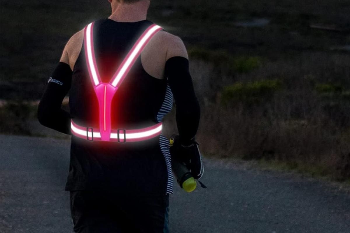 LED Reflective Vest Running Gear USB Rechargeable LED Light Up Vest High Visibility with Adjustable Waist and Shoulde for Night Walking Cycling, High Visibility Running Vest with Reflective Strips -Pink - Image 3