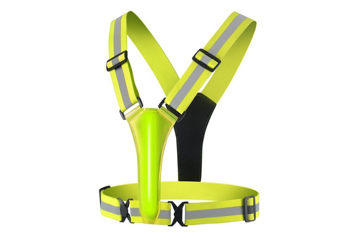 LED Reflective Vest Running Gear USB Rechargeable LED Light Up Vest High Visibility with Adjustable Waist and Shoulde for Night Walking Cycling, High Visibility Running Vest with Reflective Strips -Yellow - Image 3