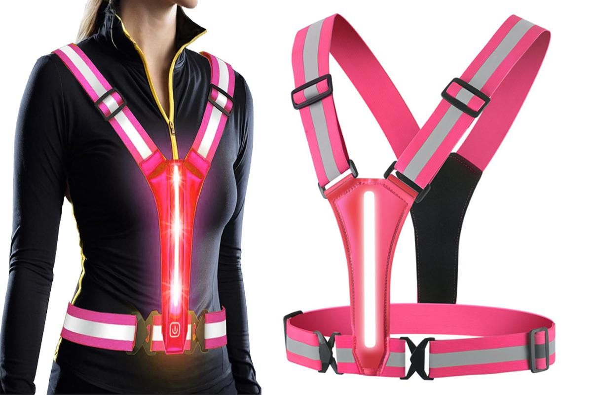 LED Reflective Vest Running Gear USB Rechargeable LED Light Up Vest High Visibility with Adjustable Waist and Shoulde for Night Walking Cycling, High Visibility Running Vest with Reflective Strips -Yellow - Image 6