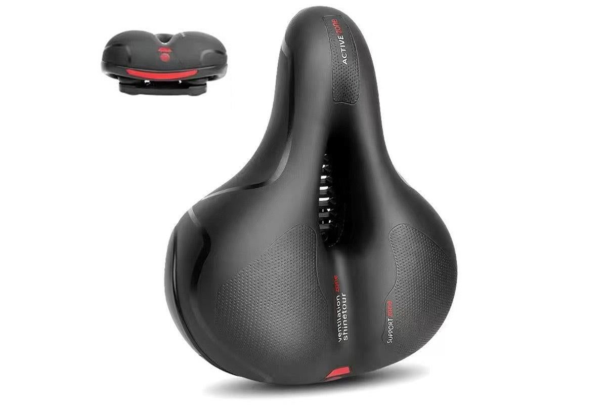 Air Cushion Shock Absorbing Mountain Bike Saddle Seat - Red - Image 1