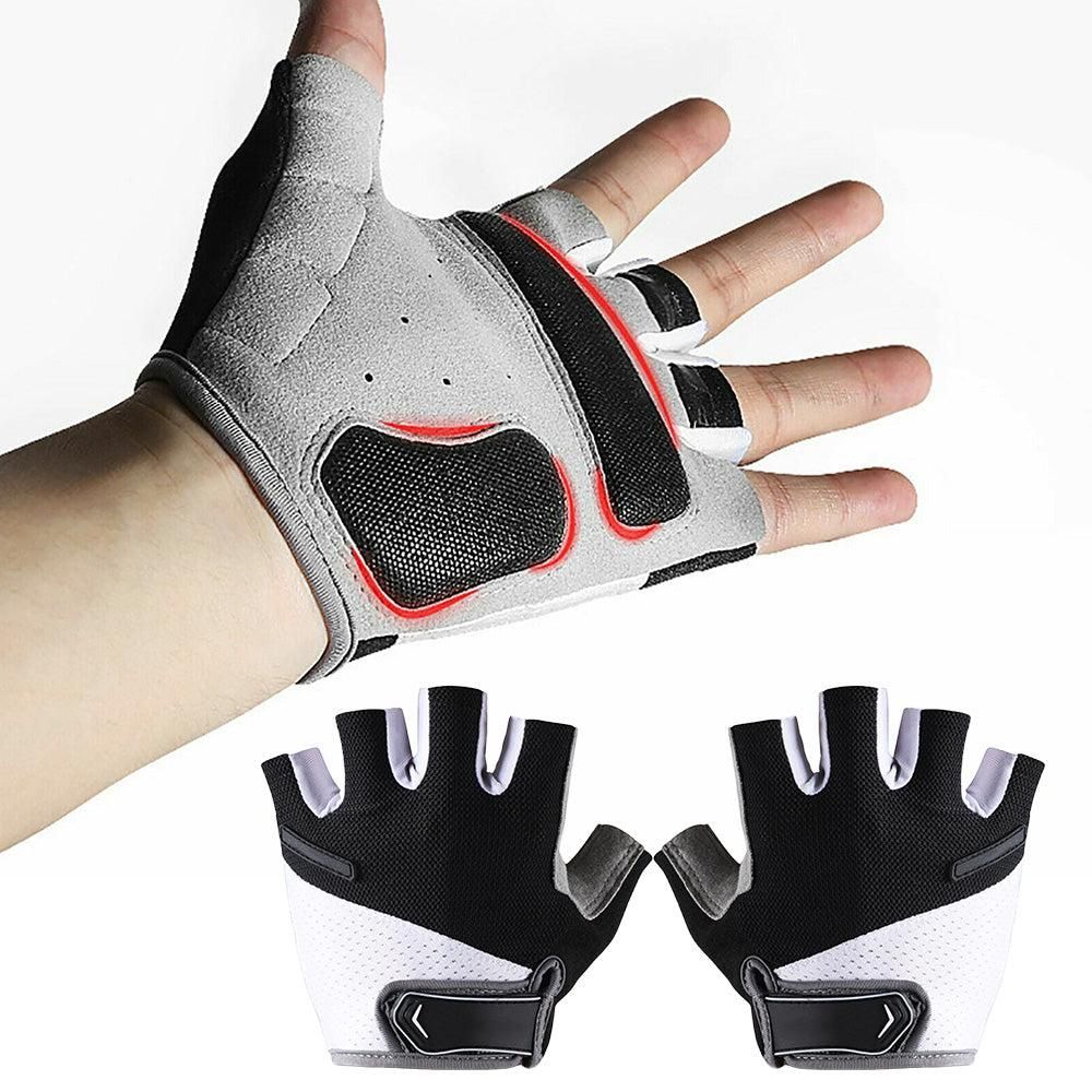1 Pair Cycling Half Finger Bike Gloves With Anti Slip Pad For Unisex - Black L - Image 1