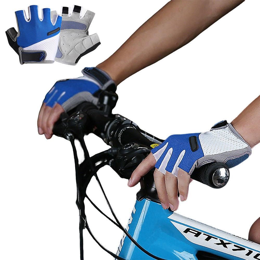 1 Pair Cycling Half Finger Bike Gloves With Anti Slip Pad For Unisex - Blue L - Image 2