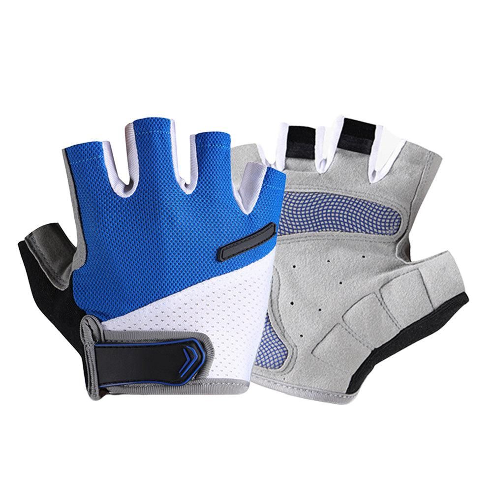 1 Pair Cycling Half Finger Bike Gloves With Anti Slip Pad For Unisex - Blue L - Image 5