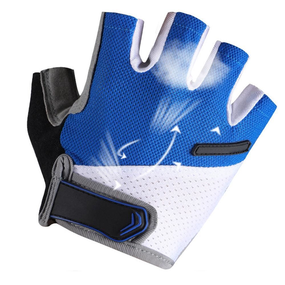 1 Pair Cycling Half Finger Bike Gloves With Anti Slip Pad For Unisex - Blue L - Image 6