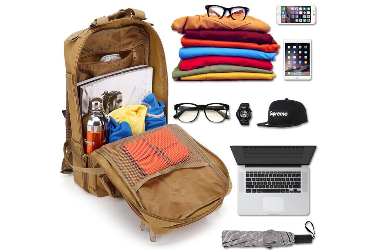 30L Military Backpack Tactical Hiking Camping Bag Rucksack for Outdoor Trek Travel -Khaki - Image 2
