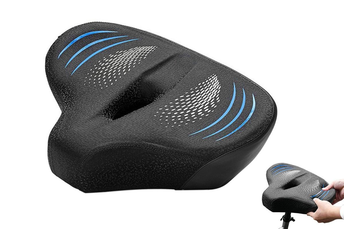 Noseless Bike Seat Cushion for Men & Women Comfortable Saddle for Peloton Bikes Exercise Bikes Electric Bikes Cruiser Bikes - Balck&Blue - Image 1