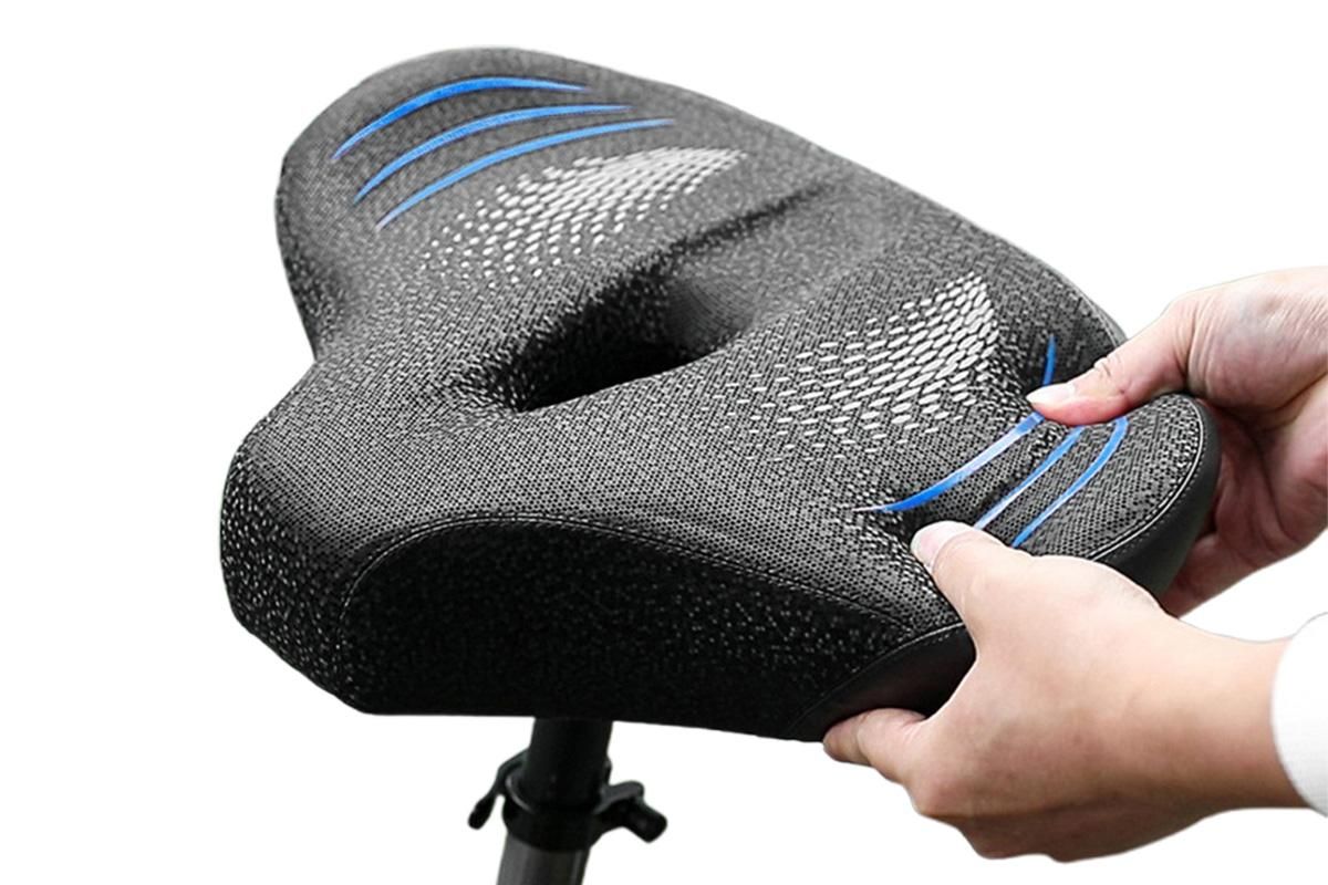 Noseless Bike Seat Cushion for Men & Women Comfortable Saddle for Peloton Bikes Exercise Bikes Electric Bikes Cruiser Bikes - Balck&Blue - Image 3