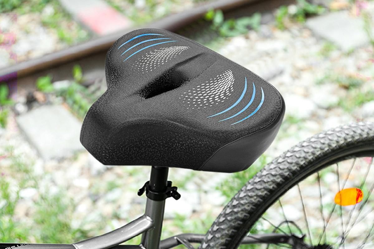 Noseless Bike Seat Cushion for Men & Women Comfortable Saddle for Peloton Bikes Exercise Bikes Electric Bikes Cruiser Bikes - Balck&Blue - Image 4