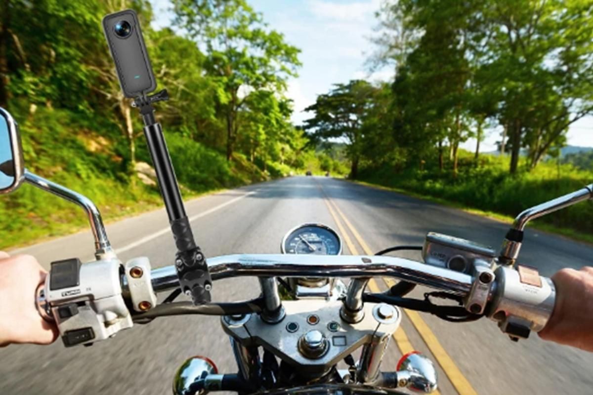 Bike Motorcycle Handlebar Camera Mount with Extendable Pole for GoPro Insta360 X3 Action Cameras - Image 3