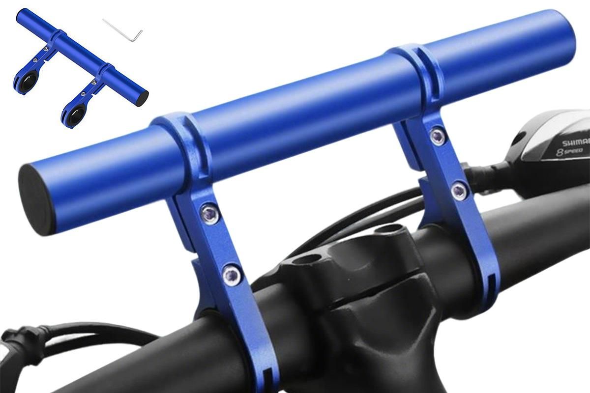 20cm Aluminum Alloy Bicycle Handlebar Extender Mount - Blue - Image 1