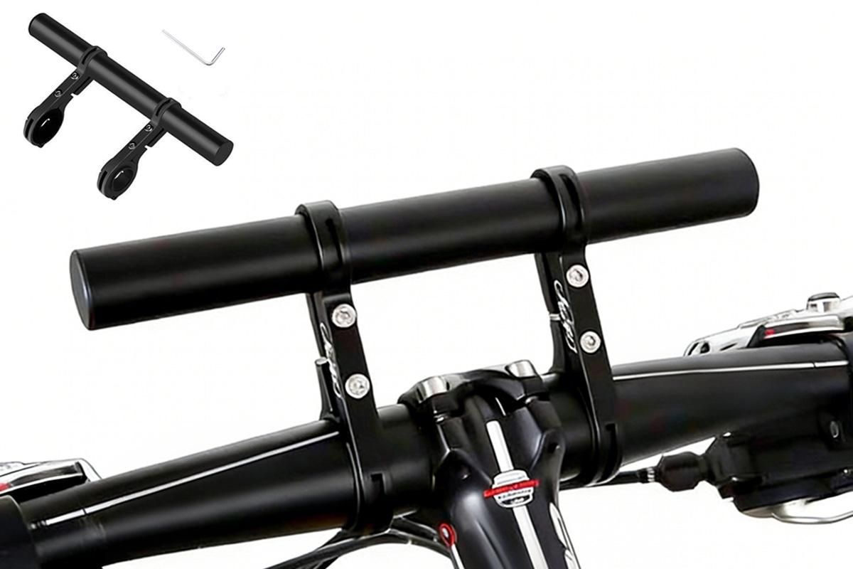 20cm Aluminum Alloy Bicycle Handlebar Extender Mount - Black - Image 1