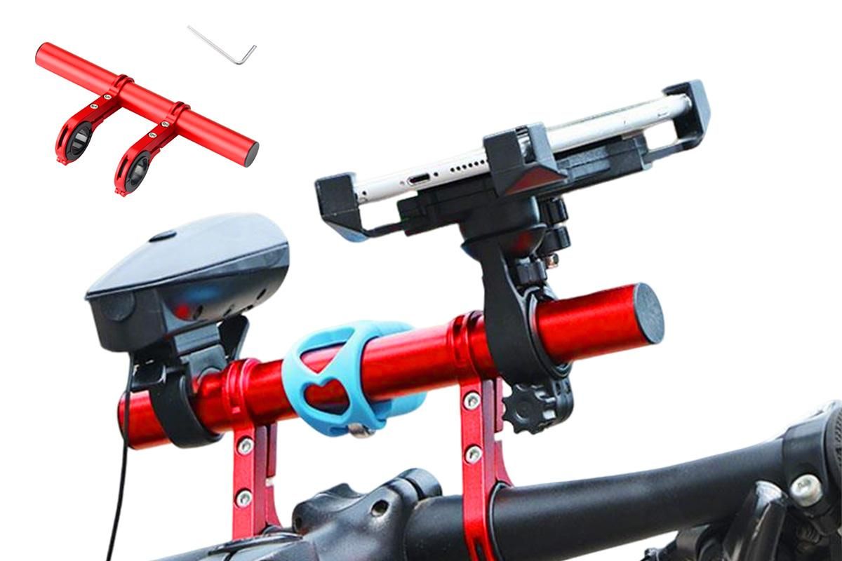 20cm Aluminum Alloy Bicycle Handlebar Extender Mount - Red - Image 1