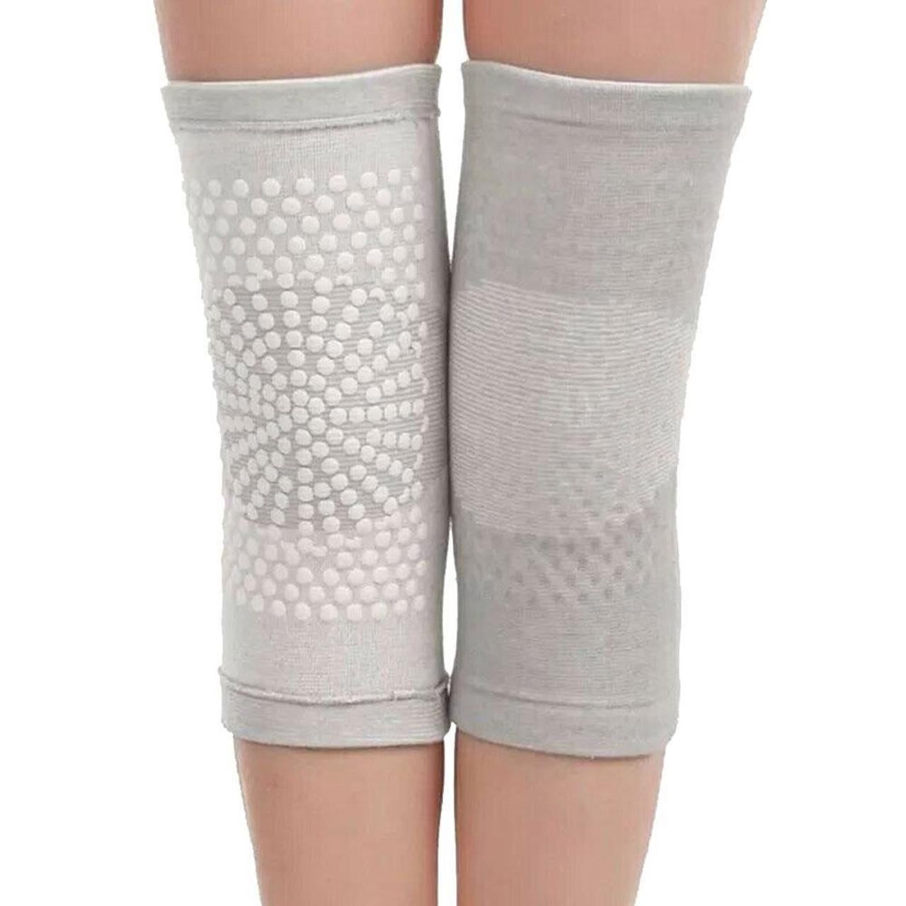 Self Heating Knee Pads Grey Compression Support Sleeves for Arthritis Joint Pain Relief Sports Recovery 2 Pair M - Image 4
