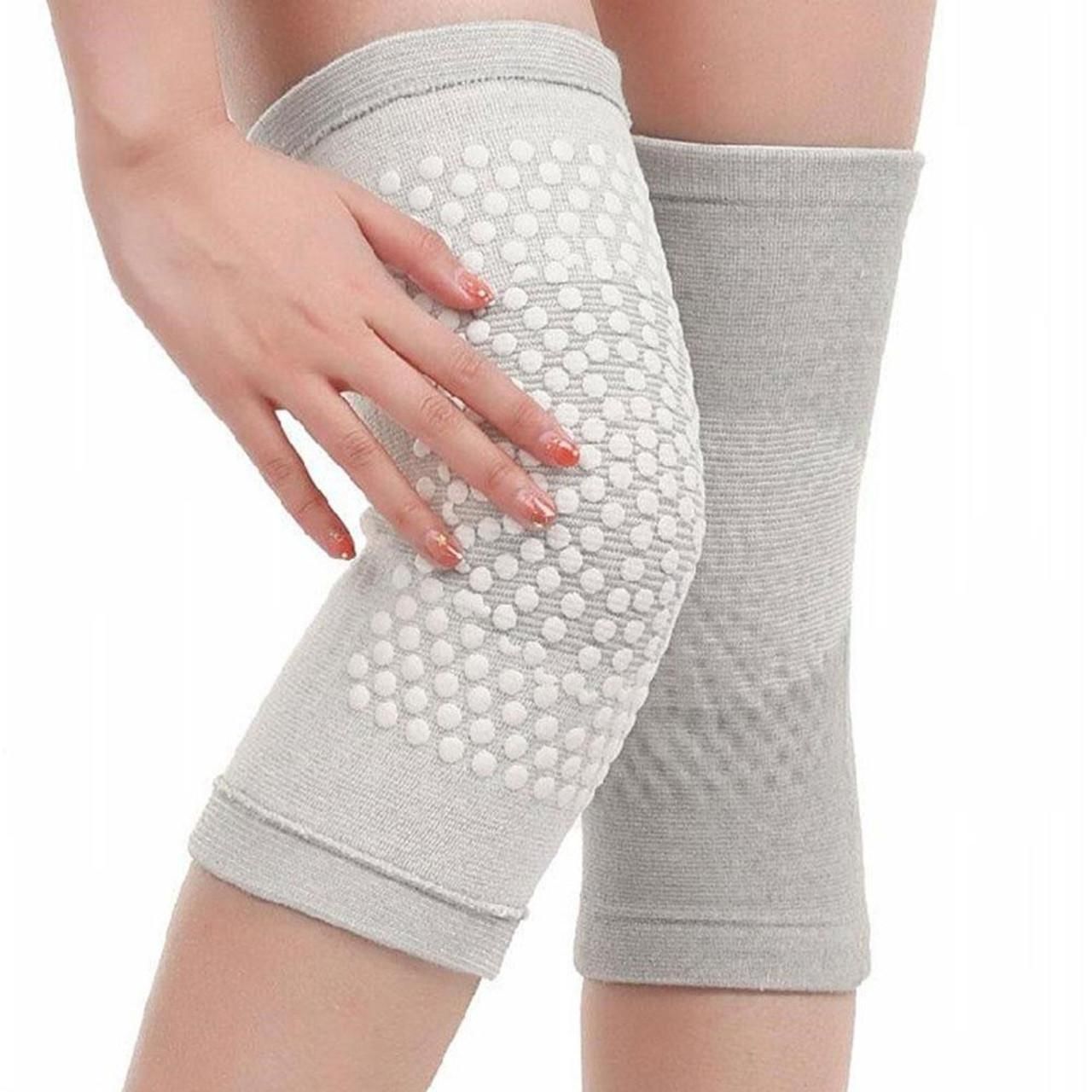 Self Heating Knee Pads Grey Compression Support Sleeves for Arthritis Joint Pain Relief Sports Recovery 2 Pair L - Image 2