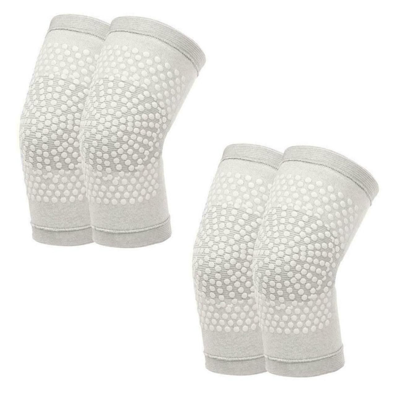 Self Heating Knee Pads Grey Compression Support Sleeves for Arthritis Joint Pain Relief Sports Recovery 2 Pair L - Image 6