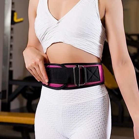 Weightlifting Belt for Men and Women Pink Adjustable Gym Training Powerlifting Back Support Belt Pink M - Image 3