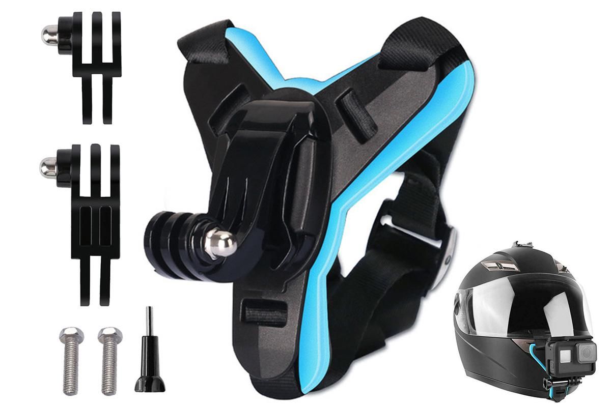 Motorcycle Helmet Chin Mount for Action Camera Quick Release Shockproof - Blue - Image 1