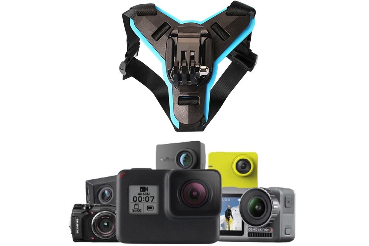 Motorcycle Helmet Chin Mount for Action Camera Quick Release Shockproof - Blue - Image 4
