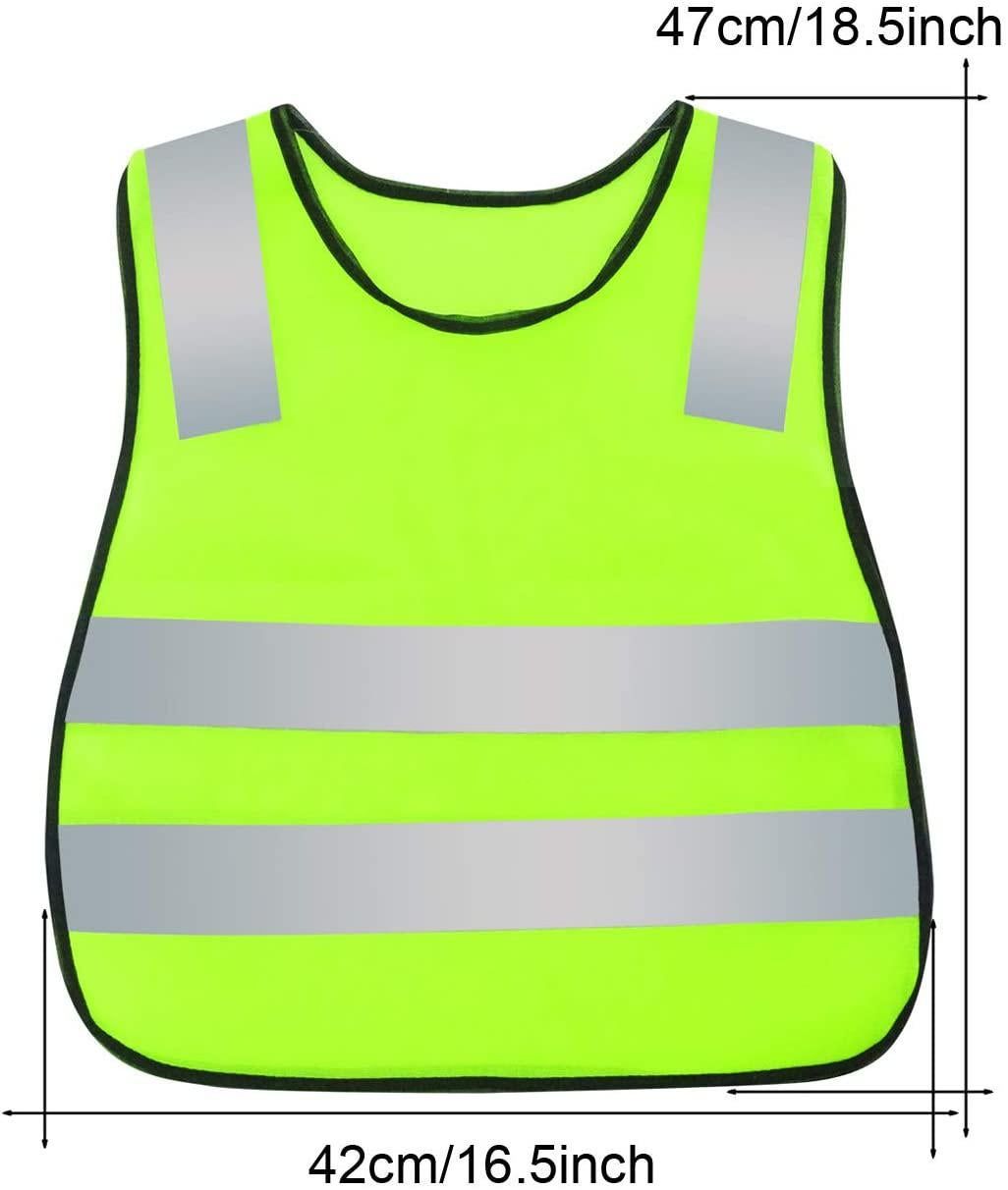 Kids Safety Vest Reflective High Visibility Vest Breathable Traffic Vest Costume Construction Vest Elastic Strap Safety Vest Neon Yellow Purpose for Running Cycling Jogging 5PCS - Yellow - Image 2