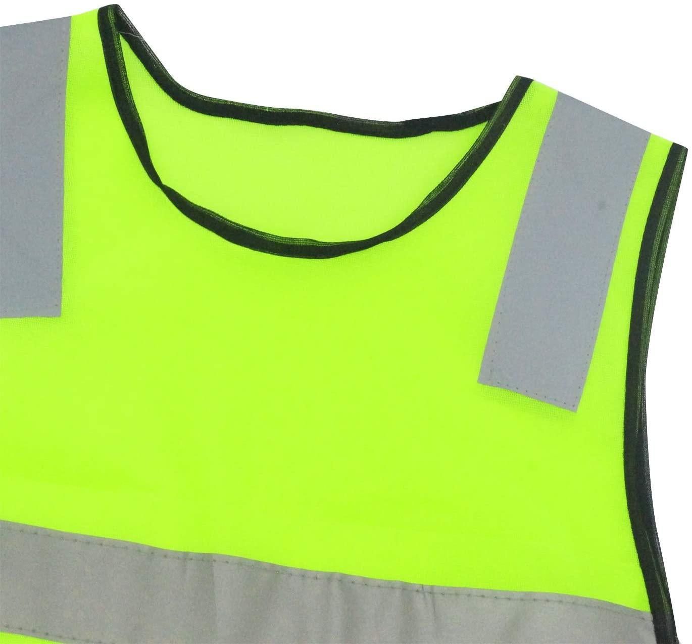 Kids Safety Vest Reflective High Visibility Vest Breathable Traffic Vest Costume Construction Vest Elastic Strap Safety Vest Neon Yellow Purpose for Running Cycling Jogging 5PCS - Yellow - Image 3