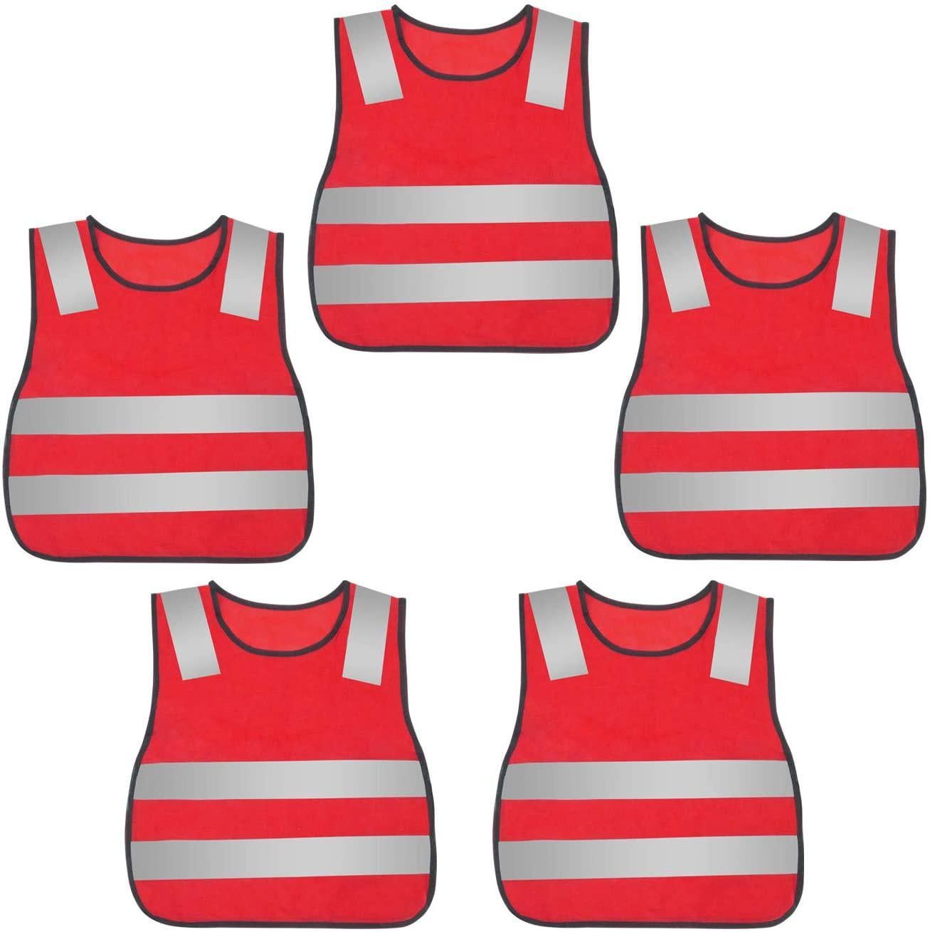 Kids Safety Vest Reflective High Visibility Vest Breathable Traffic Vest Costume Construction Vest Elastic Strap Safety Vest Neon Yellow Purpose for Running Cycling Jogging 5PCS - Yellow - Image 7