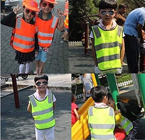 Kids Safety Vest Reflective High Visibility Vest Breathable Traffic Vest Costume Construction Vest Elastic Strap Safety Vest Neon Yellow Purpose for Running Cycling Jogging 5PCS - Red - Image 5