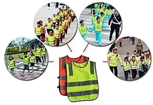 Kids Safety Vest Reflective High Visibility Vest Breathable Traffic Vest Costume Construction Vest Elastic Strap Safety Vest Neon Yellow Purpose for Running Cycling Jogging 5PCS - Red - Image 7