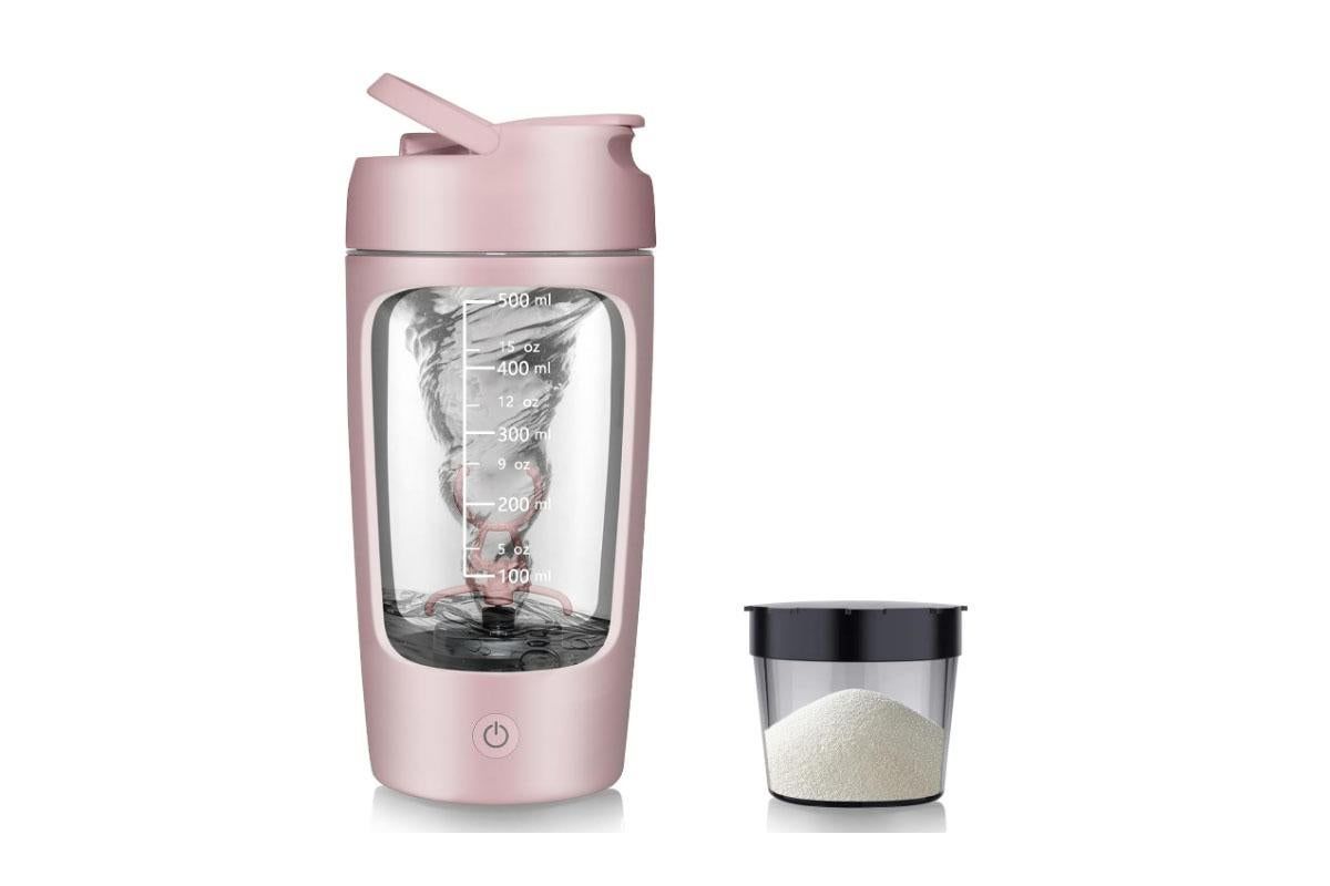 Electric Shaker Bottle Protein Shaker Bottle Protein Mixer for Perfect Creamy Shake Rechargeable Blender Bottle -Pink - Image 1