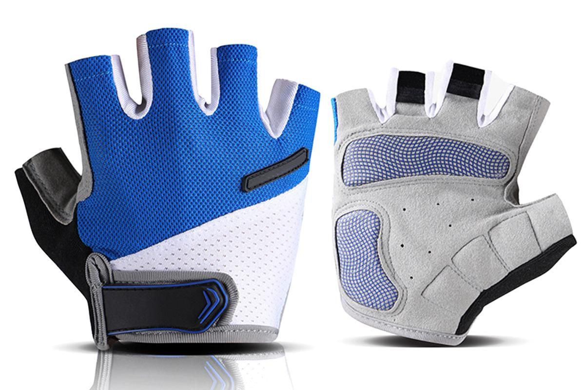 1 Pair Cycling Half Finger Bike Gloves With Anti Slip Pad For Unisex - Blue & L - Image 1