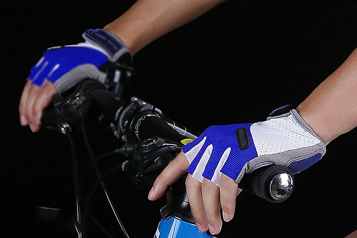 1 Pair Cycling Half Finger Bike Gloves With Anti Slip Pad For Unisex - Blue & XL - Image 2