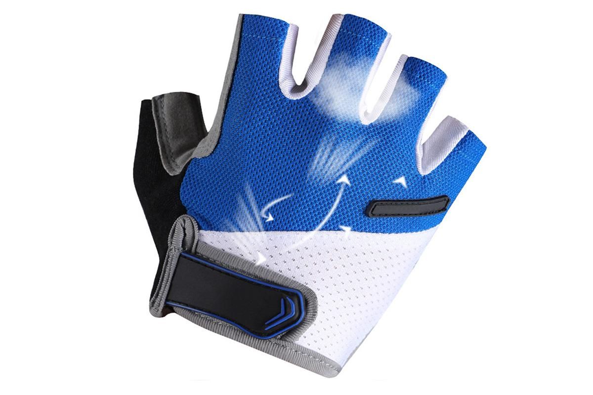 1 Pair Cycling Half Finger Bike Gloves With Anti Slip Pad For Unisex - Blue & XL - Image 4