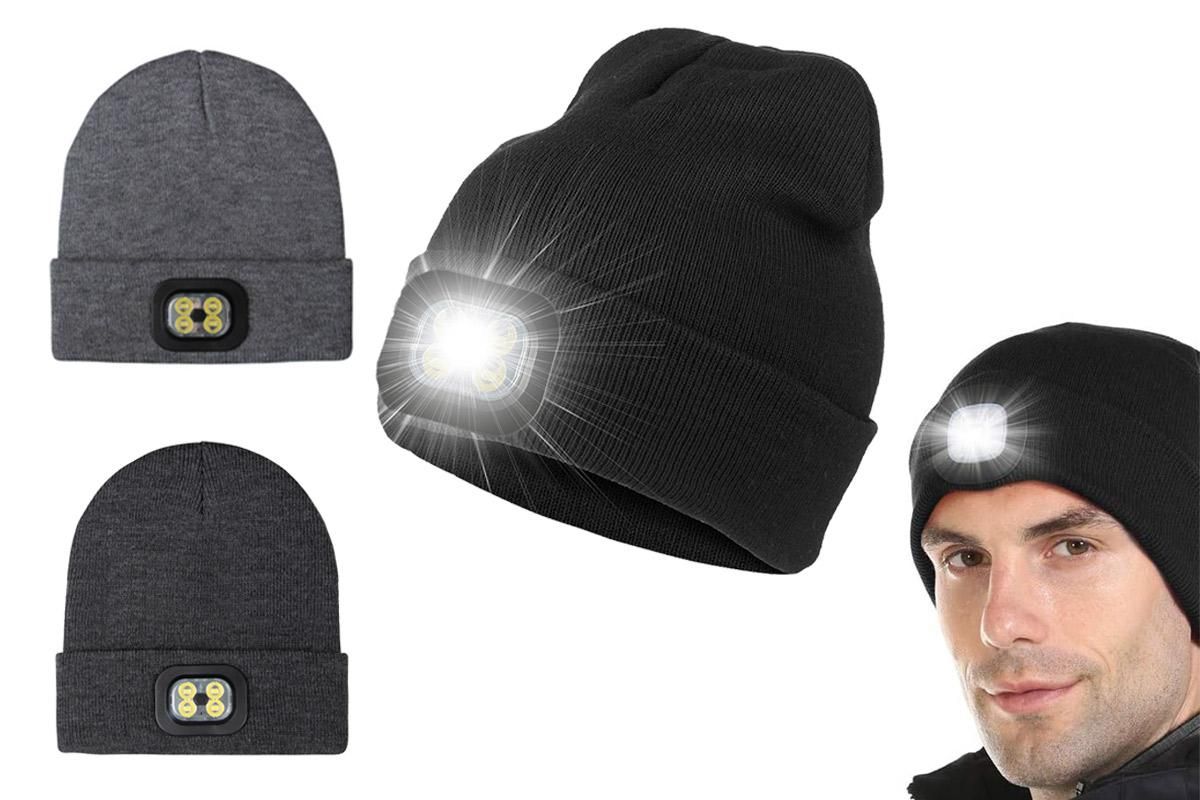 LED Beanie Hat USB Rechargeable LED Light Hat Winter Warm Knitted Hat Camping Workwear Hat with LED Light - Image 1