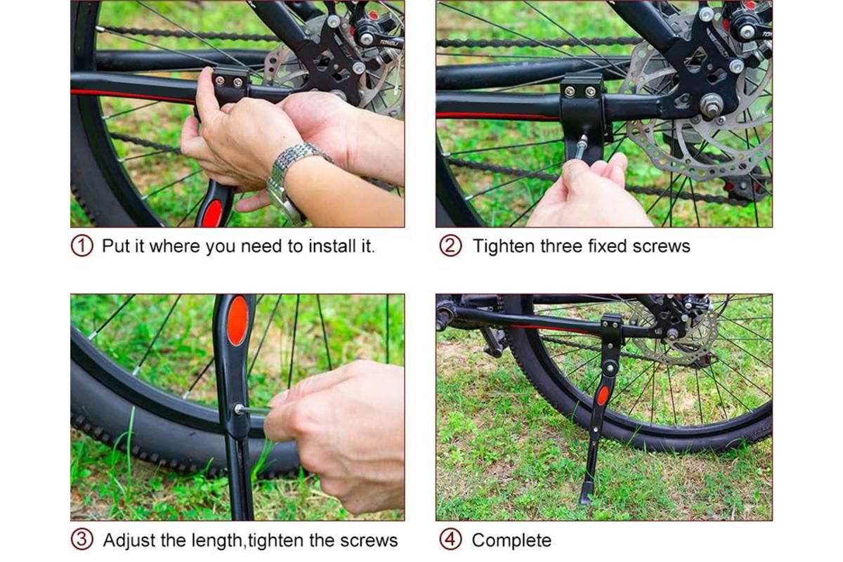 Adjustable Rear Bike Kick Stand Bicycle Mountain Bike Stand Kickstand Bicycle Road Mountain Cycling Rear Mount Side Stand Adjustable Alloy Replacement Kickstand for Mountain Bike - Image 4