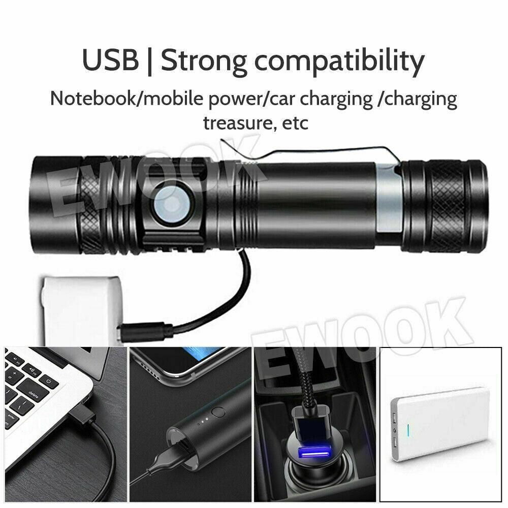 2X 60000lm LED Flashlight Torch For Bike Mount USB Rechargeable T6 XM-L AU - Image 8