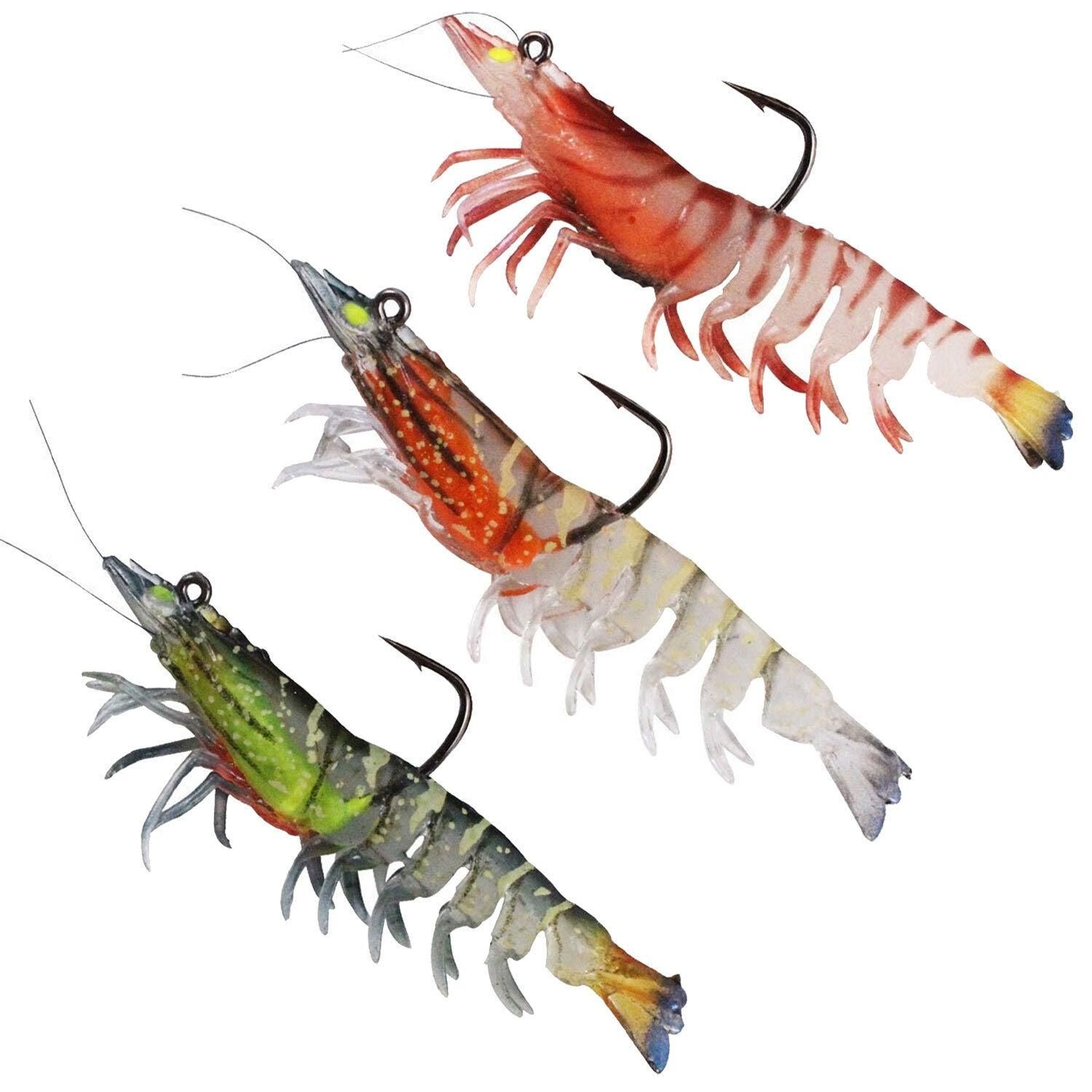 3X Durable TPE Fishing Tackle Prawn Shrimp Trout Bream Flathead Cod Jew Bass Lure - Black+Red+Orange-3 Packs - Image 1