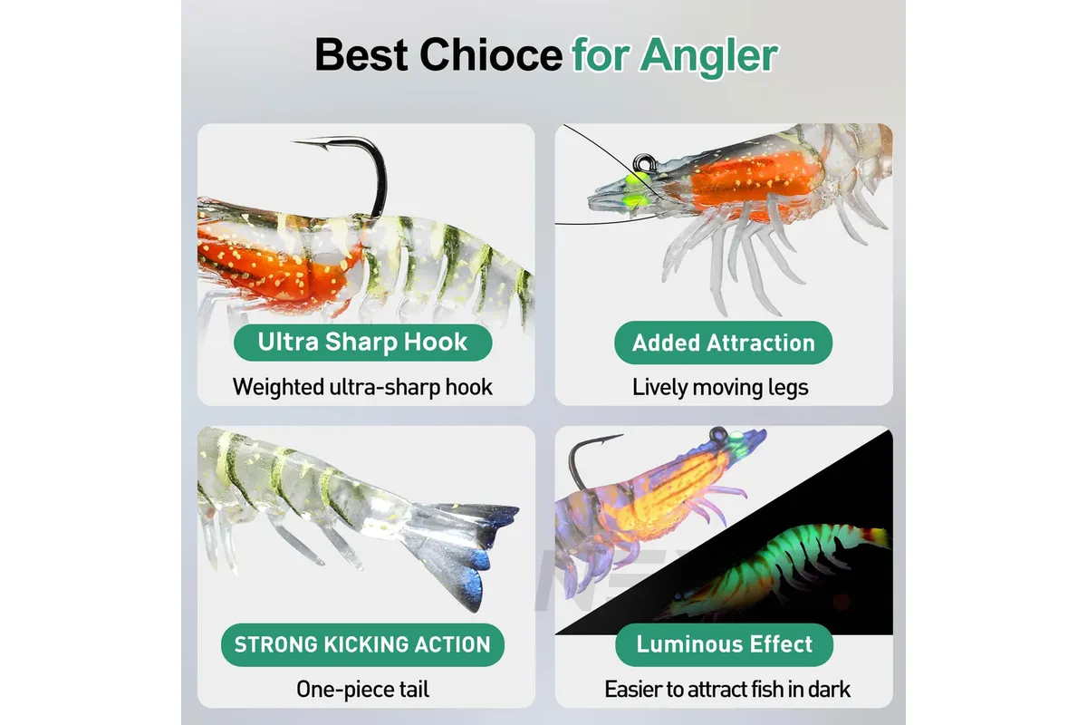 3X Durable TPE Fishing Tackle Prawn Shrimp Trout Bream Flathead Cod Jew Bass Lure - Black+Red+Orange-3 Packs - Image 4