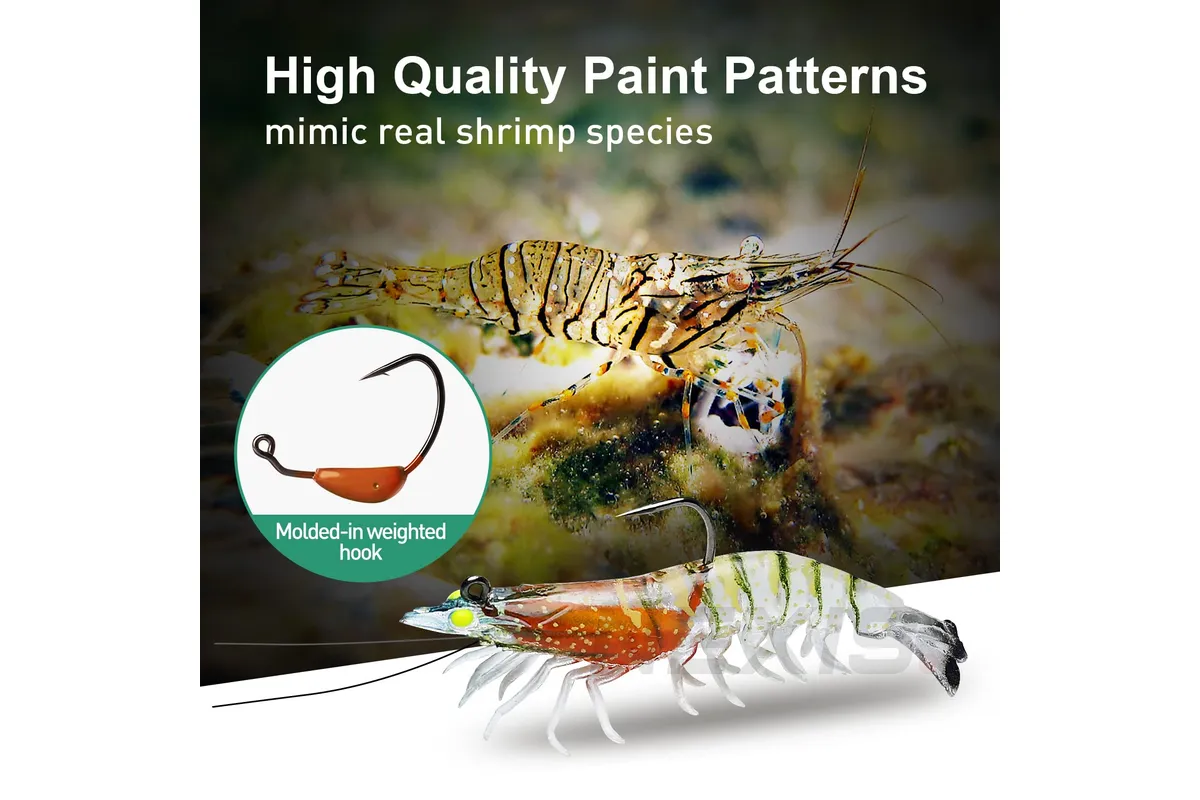 3X Durable TPE Fishing Tackle Prawn Shrimp Trout Bream Flathead Cod Jew Bass Lure - Black+Red+Orange-3 Packs - Image 6
