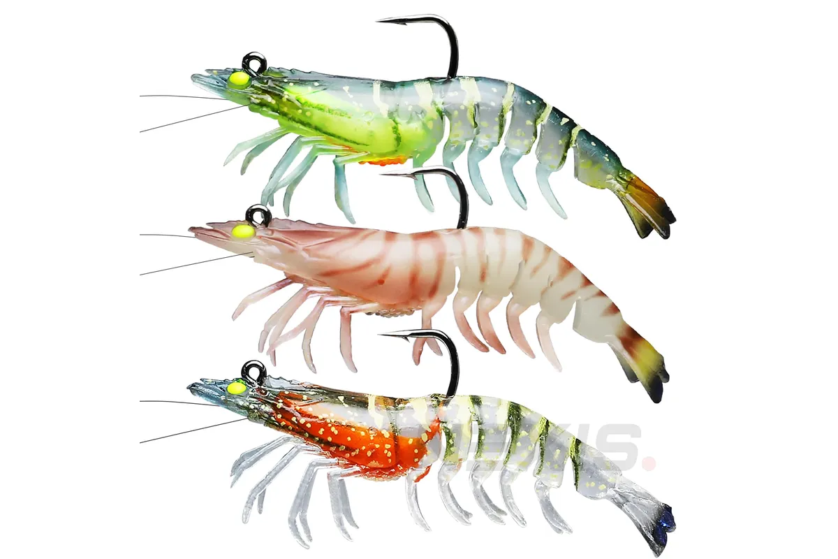 3X Durable TPE Fishing Tackle Prawn Shrimp Trout Bream Flathead Cod Jew Bass Lure - Black+Red+Orange-3 Packs - Image 8