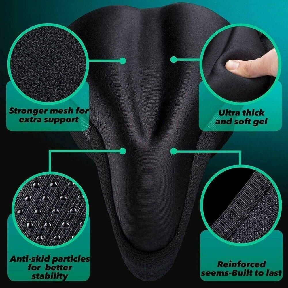 Cycling Seat Cover Silicone Thick Gel Bike Bicycle Saddle Cushion Pad Comfort AU-Black - Image 7