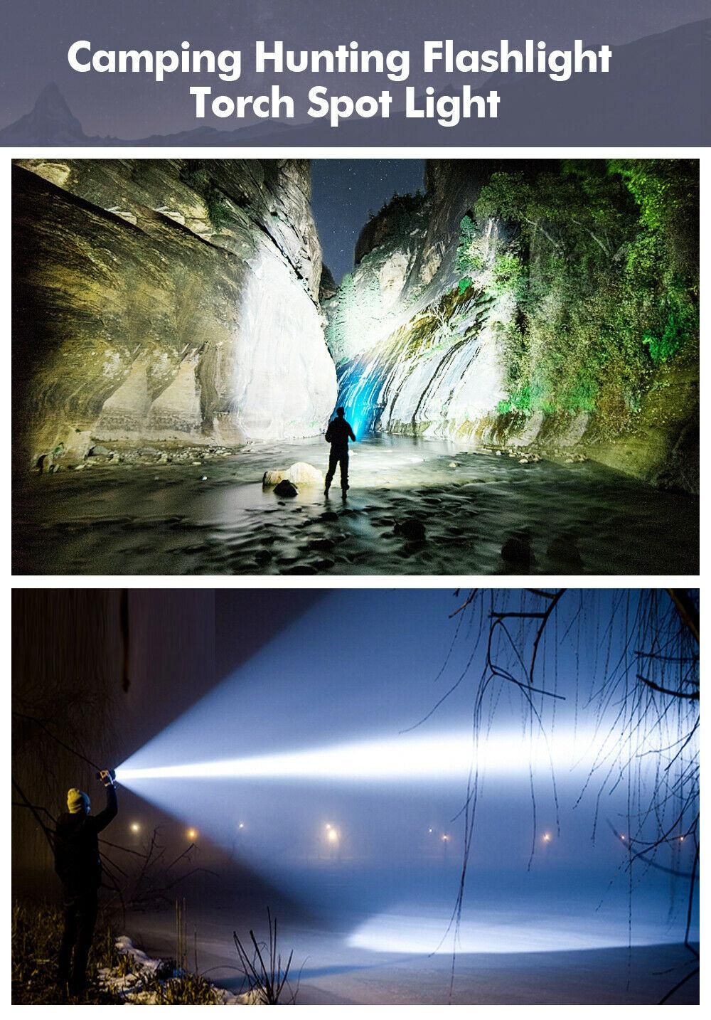 LED Handheld Spotlight Rechargeable Camping Hunting Flashlight Torch Spot Light - Image 8