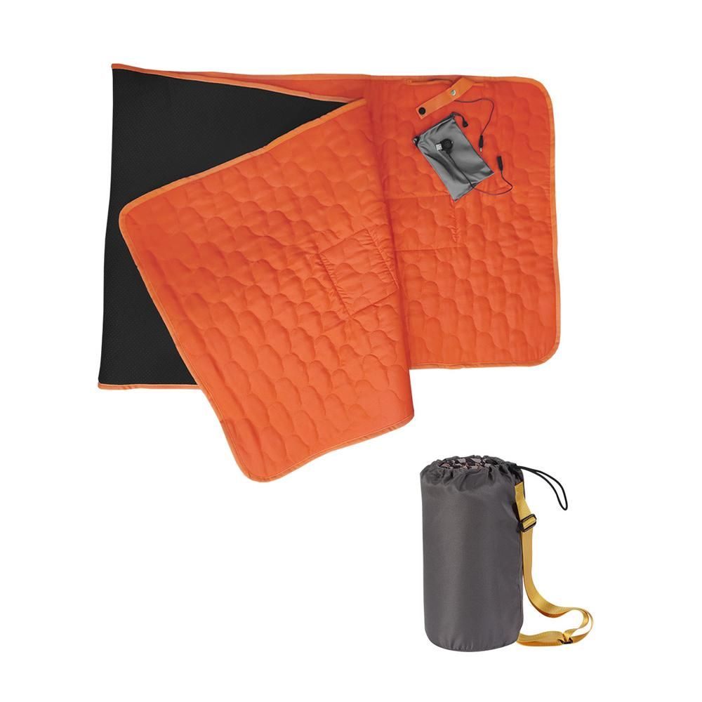 Heated Sleeping Bag Pad 5 Heating Zone 3-Level Temperature USB Power Warm Mat (Orange) - Image 1