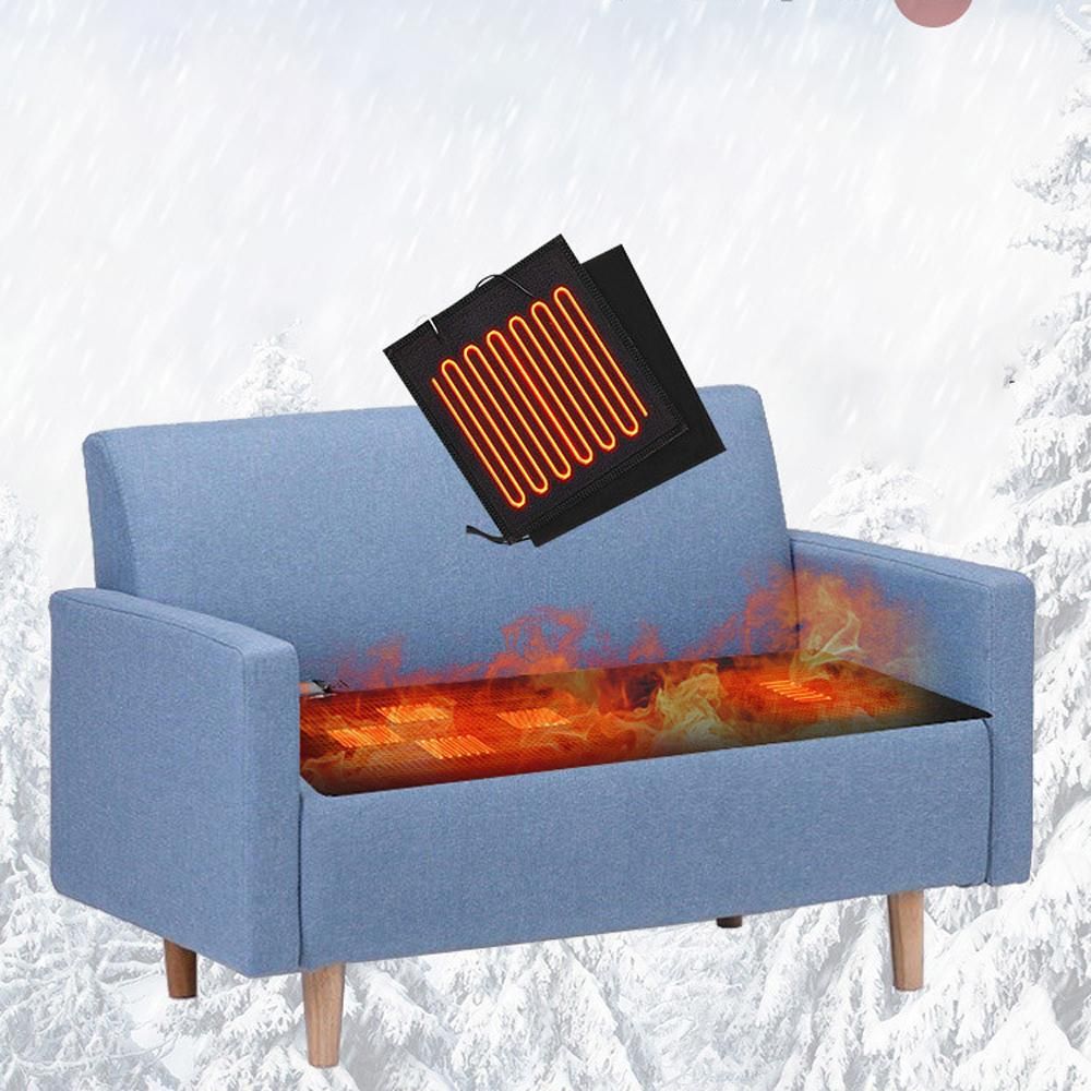 Heated Sleeping Bag Pad 5 Heating Zone 3-Level Temperature USB Power Warm Mat (Orange) - Image 2
