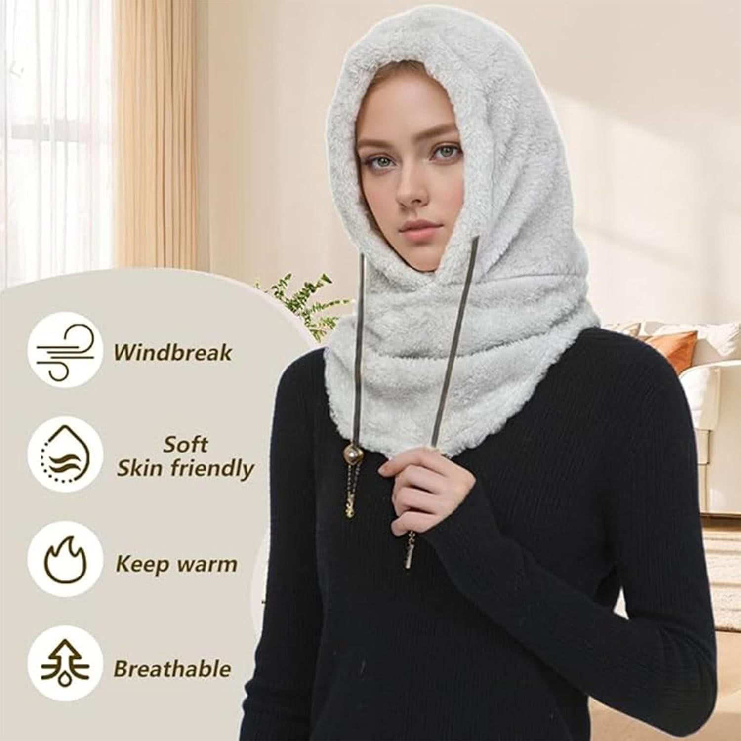 Ski Mask Winter Windproof Warm Uni Fleece Lined Face Cover Scarf (Green) - Image 4