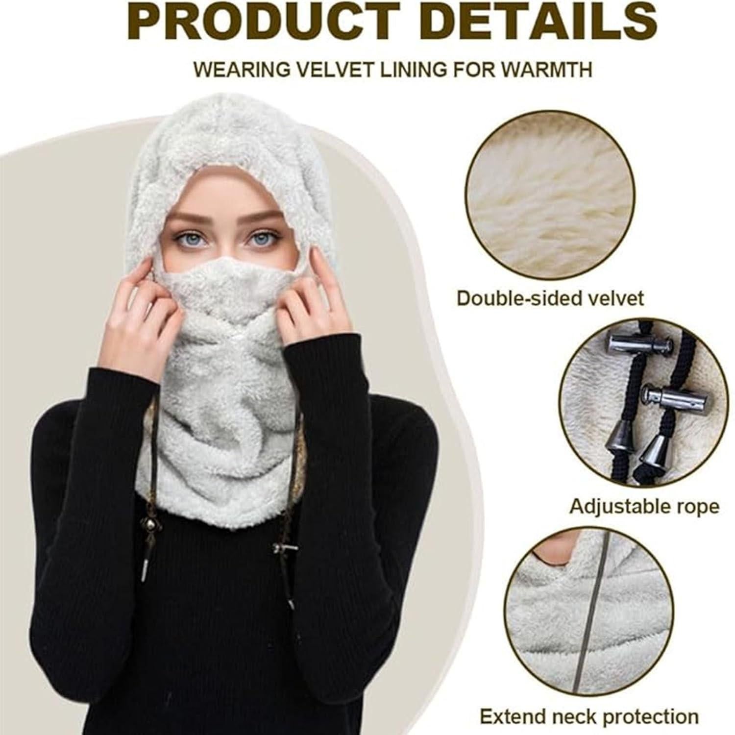 Ski Mask Winter Windproof Warm Uni Fleece Lined Face Cover Scarf (Green) - Image 5