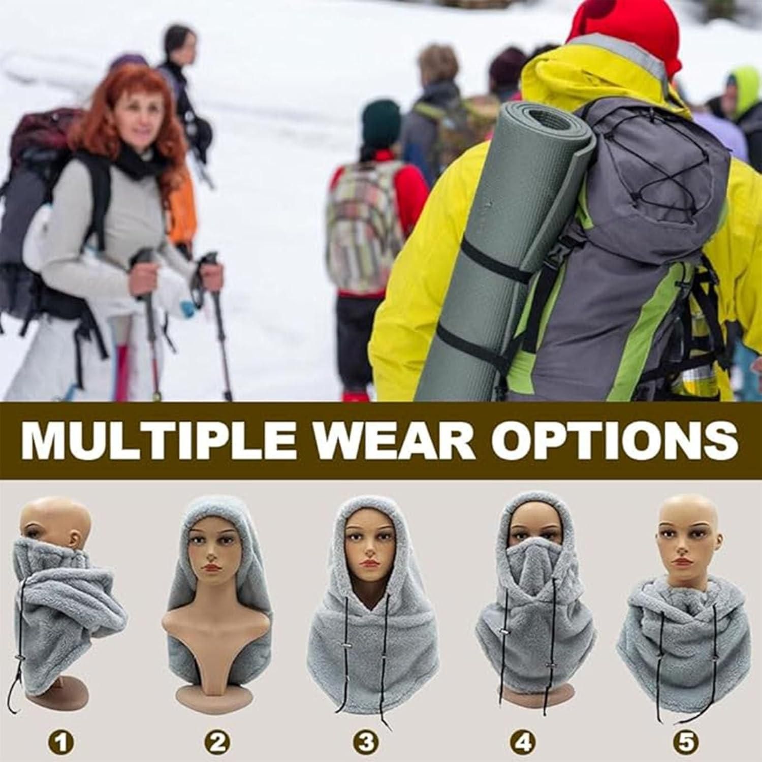 Ski Mask Winter Windproof Warm Uni Fleece Lined Face Cover Scarf (Green) - Image 6