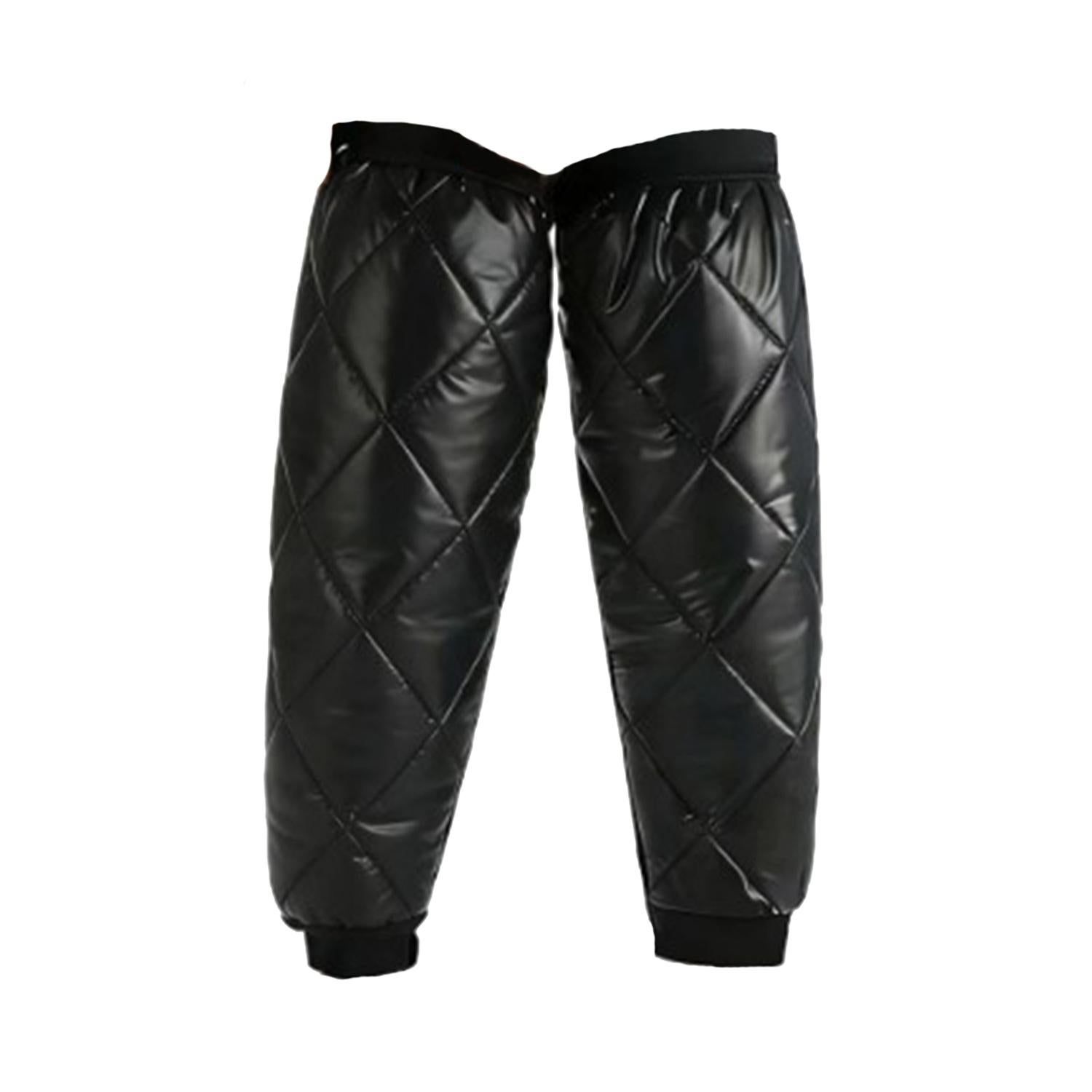 Cycling Leg Warmers Thermal Zipper Knee Sleeves Winter Waterproof 2pcs (Black) - Image 1