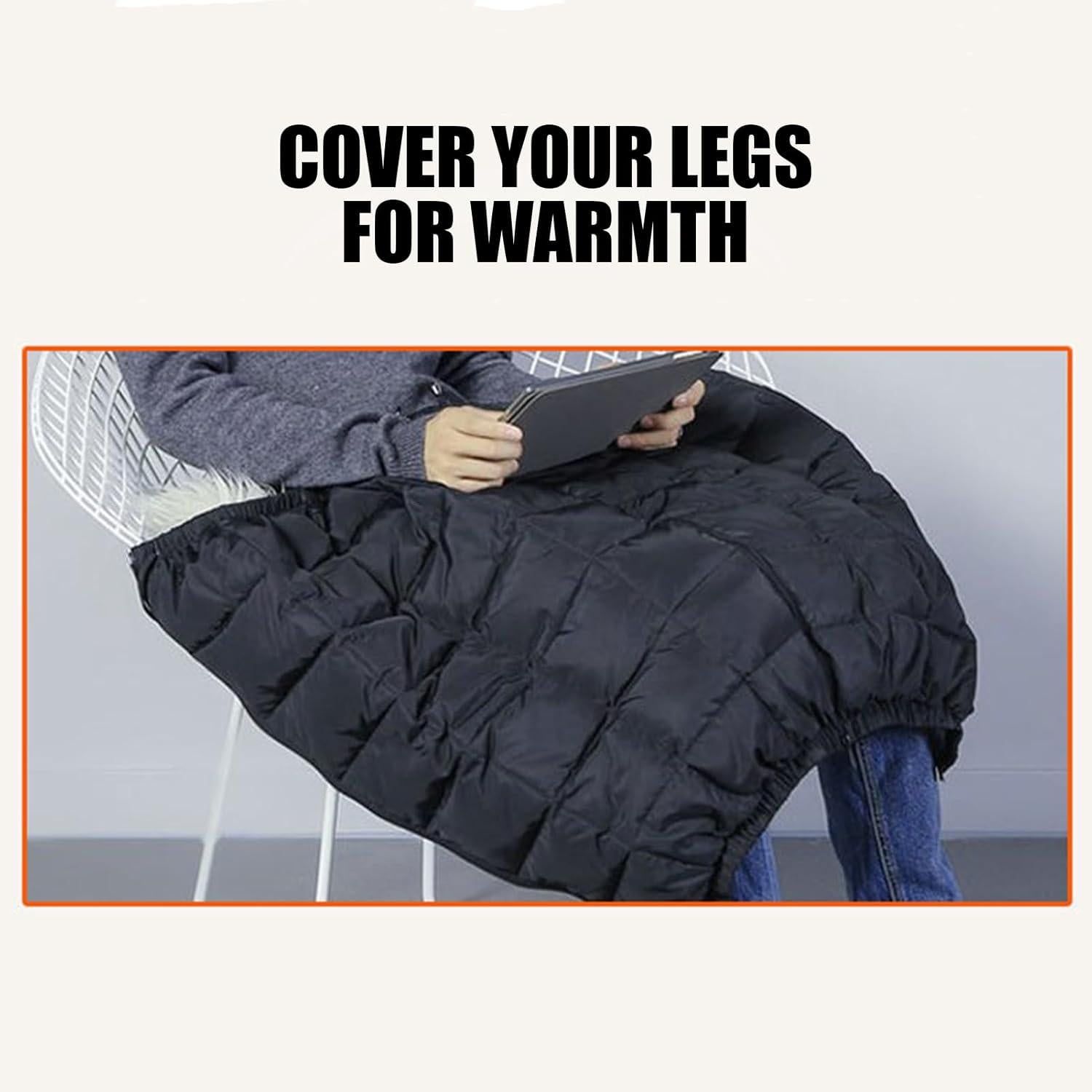 Cycling Leg Warmers Thermal Zipper Knee Sleeves Winter Waterproof 2pcs (Black) - Image 3